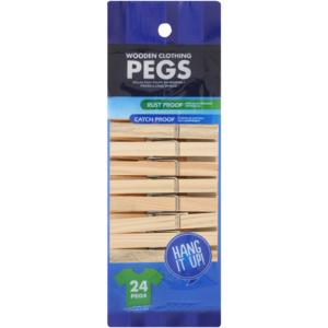 Basic Wooden Clothes Pegs 24 Pack