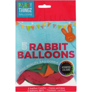 Party Thingz Rabbit Balloons 5 Pack (Design May Vary)