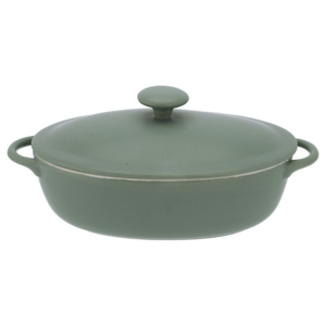 Oval Matte Green Casserole 34.5cm