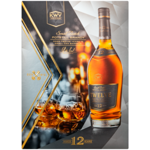 KWV 12 Year Old Brandy Bottle Gift Set 750ml