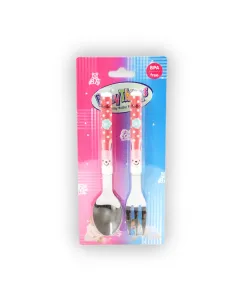 Baby Things Fork + Spoon 2pcs Pink Bear
