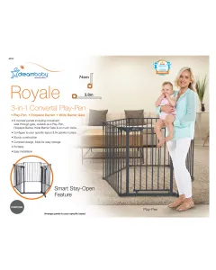 Dreambaby Royal Converta 3 In 1 Play-pen Gate - Charcoal
