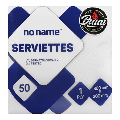 No Name Serviettes White 50 Pack