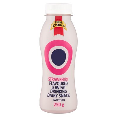 First Choice Low Fat Strawberry Flavoured Dairy Snack Drinking Yoghurt 250g