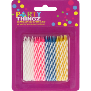 Party Thingz Multicoloured Birthday Candles 24 Pack