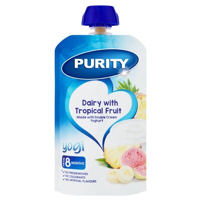 Purity Pouch Dairy with Tropical Fruit 110ml from 6 Months